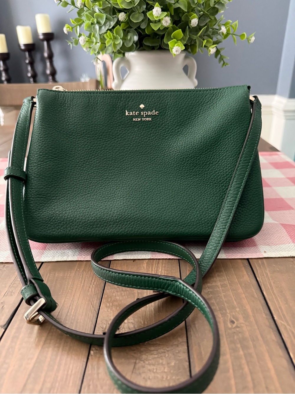 kate spade Green Pebbled Leather Crossbody